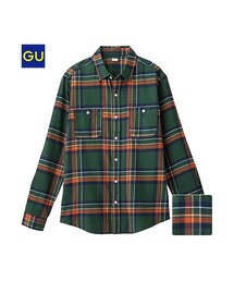 GU | （GU）ネルチェックシャツ（タータン・長袖）Ｈ(トップス)