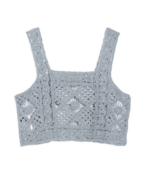 Green　Parks（グリーンパークス）の「・SUGAR SPOON カギ針風ベスト（トップス・グレー/ブラック/ナチュラル/ライトブルー・F）」の9枚目の写真