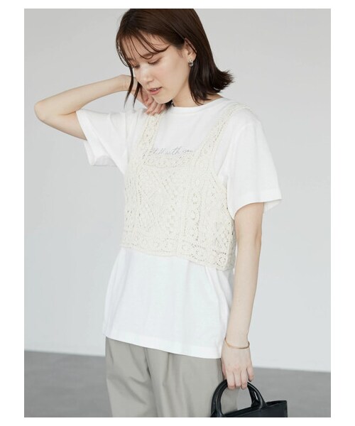 Green　Parks（グリーンパークス）の「・SUGAR SPOON カギ針風ベスト（トップス・グレー/ブラック/ナチュラル/ライトブルー・F）」の21枚目の写真