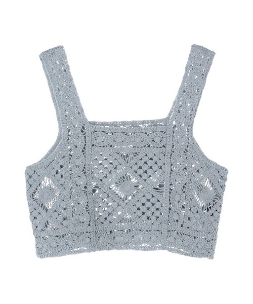 Green　Parks（グリーンパークス）の「・SUGAR SPOON カギ針風ベスト（トップス・グレー/ブラック/ナチュラル/ライトブルー・F）」の8枚目の写真