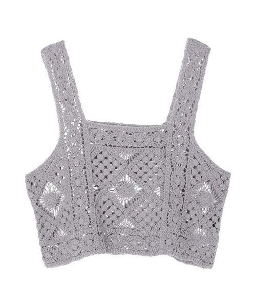 Green　Parks（グリーンパークス）の「・SUGAR SPOON カギ針風ベスト（トップス・グレー/ブラック/ナチュラル/ライトブルー・F）」の19枚目の写真