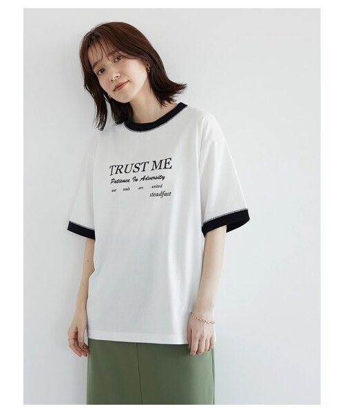 Green Parks(グリーンパークス)の「・novem 9 リンガーロゴptTシャツ(トップス・ブラック/レッド/ブラウン/ブルー・F)」の2枚目の写真