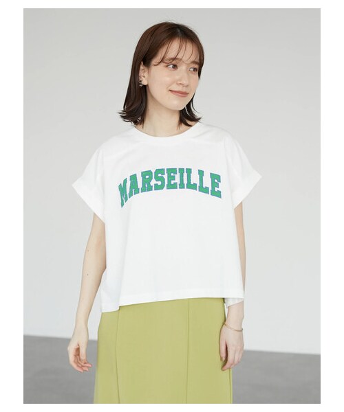 Green　Parks（グリーンパークス）の「・Petit Fleur カレッジロゴptTシャツ（トップス・オフホワイト/チャコールグレー/ブラック/グリーン・F）」の16枚目の写真