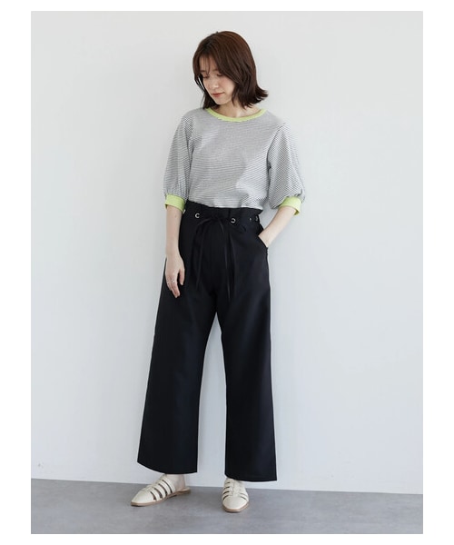 Green Parks(グリーンパークス)の「・ELENCARE DUE ハトメ付ワイドパンツ(パンツ・ブラック/レッド/カーキ・F)」の2枚目の写真