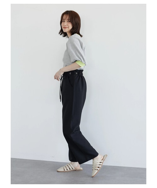 Green Parks(グリーンパークス)の「・ELENCARE DUE ハトメ付ワイドパンツ(パンツ・ブラック/レッド/カーキ・F)」の3枚目の写真