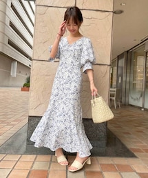 one after another NICE CLAUP | 【Sサイズあり】花柄シリーズbackリボンワンピ(ワンピース)