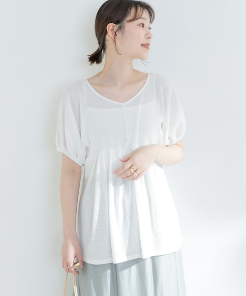 F by ROSSO（エフバイロッソ）の「F by ROSSO 楊柳カット2WAYチュニック（その他・レディース・ORANGE/OFF WHITE/BLACK・FREE）」の7枚目の写真