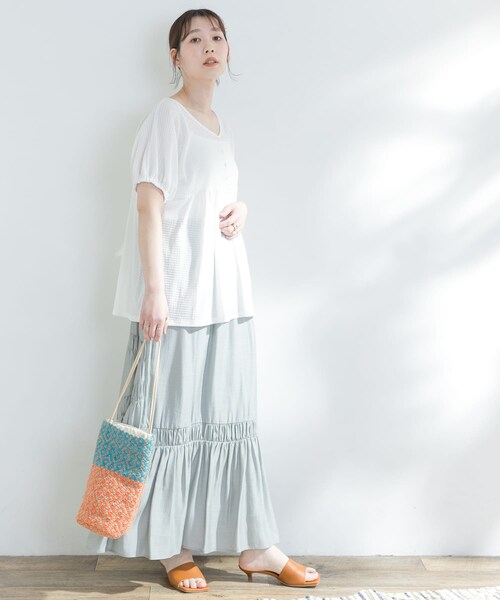 F by ROSSO（エフバイロッソ）の「F by ROSSO 楊柳カット2WAYチュニック（その他・レディース・ORANGE/OFF WHITE/BLACK・FREE）」の10枚目の写真