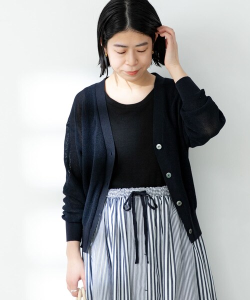FORK&SPOON(フォークアンドスプーン)の「FORK&SPOON ペーパーニットカーディガン(その他・レディース・LIGHTBEIGE/DARKBROWN/NAVY・one)」の2枚目の写真