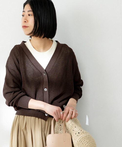 FORK&SPOON(フォークアンドスプーン)の「FORK&SPOON ペーパーニットカーディガン(その他・レディース・LIGHTBEIGE/DARKBROWN/NAVY・one)」の3枚目の写真