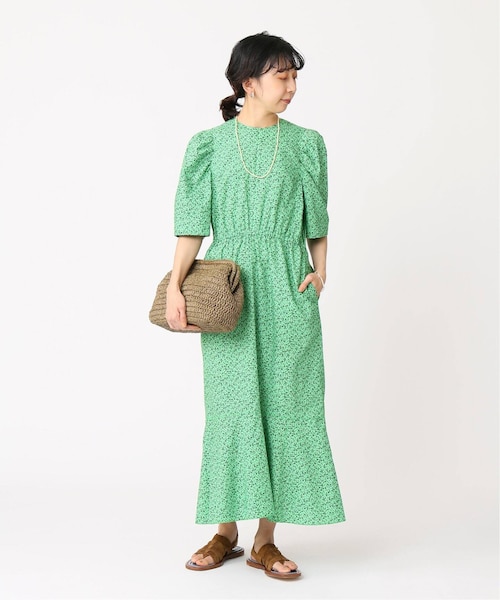 【IÉNA】イエナ　ポワンフラワー　ロングワンピース　38 グリーン系　Ｍ 最終値下げ早い者勝ち⭐︎美品⭐︎IENAイエナフラワー