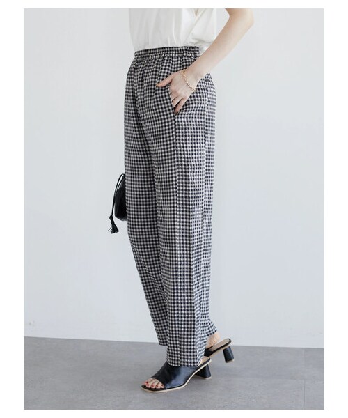 Green　Parks（グリーンパークス）の「・SUGAR SPOON ギンガムイージーパンツ（パンツ・アイボリー/ベージュ/グリーン・F）」の2枚目の写真