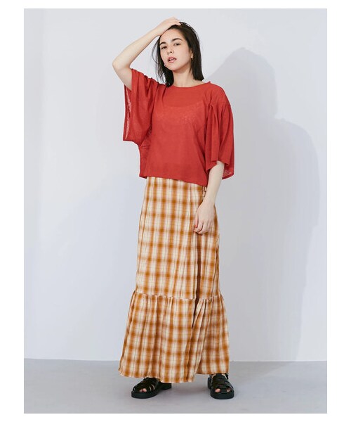 Green　Parks（グリーンパークス）の「【予約】KBF.シアーカットフレアスリーブプルオーバー（トップス・オフホワイト/ブラック/レッド/ブルー・F）」の2枚目の写真