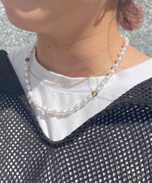 Lattice(Lattice)の「MIXビーズ×パールネックレス(ネックレス・レディース・アイボリー・0)」の1枚目の写真