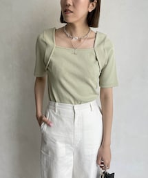 CAPRICIEUX LE'MAGE | ボレロレイヤード風リブTシャツ(Tシャツ/カットソー)