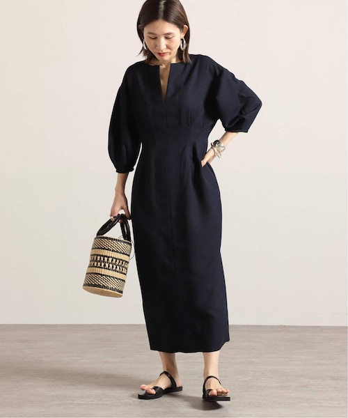 VERMEIL par iena（ヴェルメイユパーイエナ）の「《予約》バスケットウエストシェイプ ワンピース（その他・グリーン/36/38/40）」の2枚目の写真