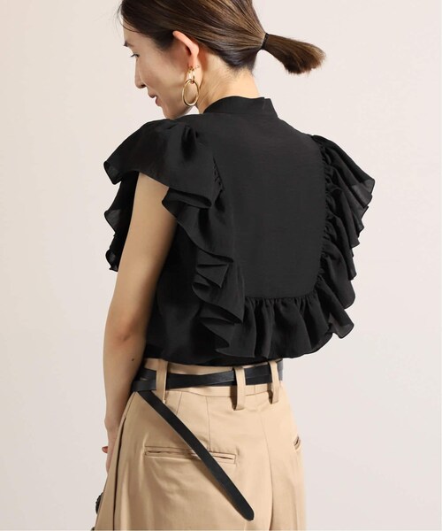 VERMEIL par iena バックサテンラッフルブラウス VERMEIL par iena｜《予約》シアーサテンフリルブラウス