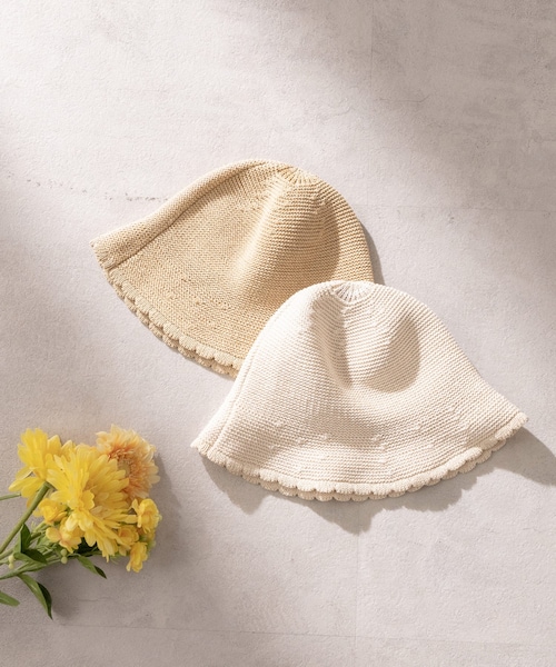 OLIVE des OLIVE（オリーブデオリーブ）の「雑材クロ―シュハット（ハット・レディース・オフホワイト/ベージュ・FREE）」の2枚目の写真