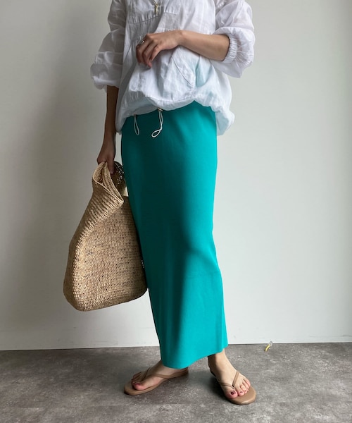 DouDou(ドゥドゥ)の「ニットタイトスカート(スカート・レディース・グレージュ/スカイブルー/ブラック・F)」の1枚目の写真