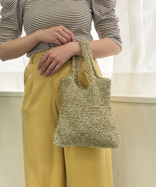 Lattice(Lattice)の「ラメニットバッグ(トートバッグ・レディース・ホワイト/シルバー/ブラック/ゴールド・0)」の3枚目の写真