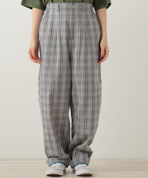 DOUBLE NAME（ダブルネーム）の「チェックゆるテーパードパンツ（パンツ・レディース・クロ/グリーン/グレー・FREE）」の7枚目の写真