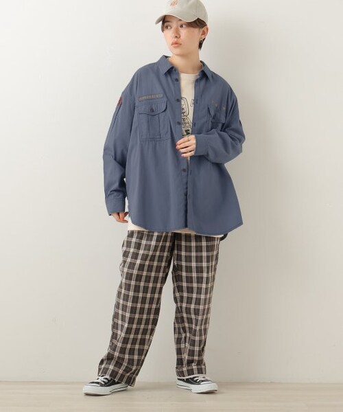 DOUBLE NAME（ダブルネーム）の「チェックゆるテーパードパンツ（パンツ・レディース・クロ/グリーン/グレー・FREE）」の17枚目の写真