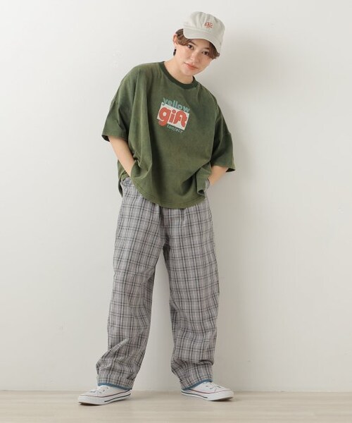DOUBLE NAME（ダブルネーム）の「チェックゆるテーパードパンツ（パンツ・レディース・クロ/グリーン/グレー・FREE）」の4枚目の写真