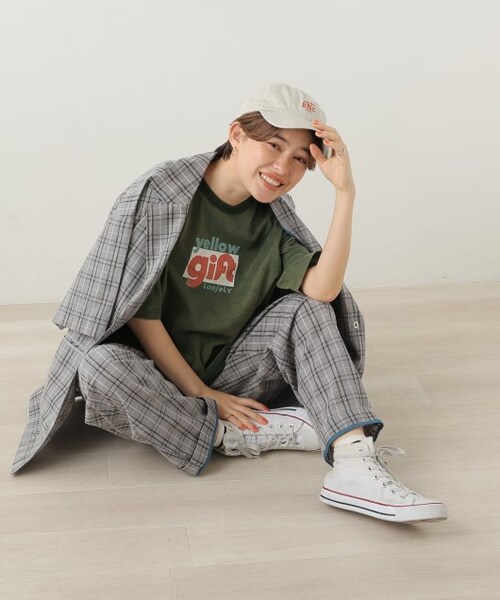 DOUBLE NAME（ダブルネーム）の「チェックゆるテーパードパンツ（パンツ・レディース・クロ/グリーン/グレー・FREE）」の6枚目の写真
