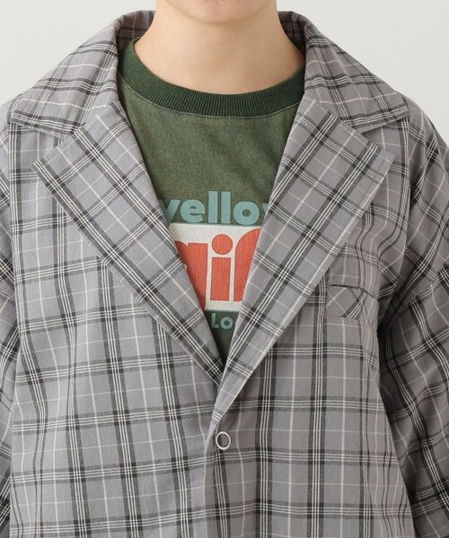 DOUBLE NAME（ダブルネーム）の「6分袖チェックジャケット（ジャケット/アウター・レディース・クロ/グリーン/グレー・FREE）」の13枚目の写真