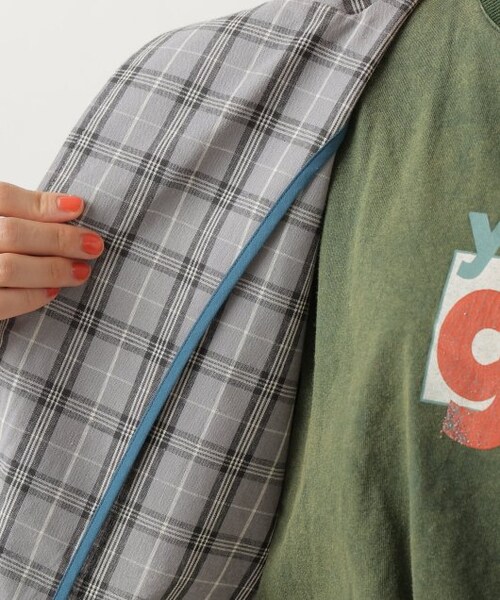 DOUBLE NAME（ダブルネーム）の「6分袖チェックジャケット（ジャケット/アウター・レディース・クロ/グリーン/グレー・FREE）」の21枚目の写真