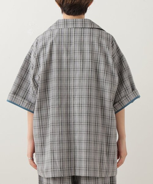 DOUBLE NAME（ダブルネーム）の「6分袖チェックジャケット（ジャケット/アウター・レディース・クロ/グリーン/グレー・FREE）」の10枚目の写真