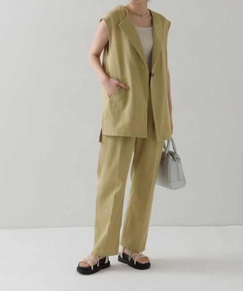 RAY CASSIN（レイカズン）の「リネンミックスノーカラージレベスト（ジャケット/アウター・レディース・キナリ/スミクロ/サンドベージュ・FREE）」の11枚目の写真