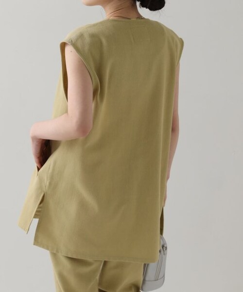 RAY CASSIN（レイカズン）の「リネンミックスノーカラージレベスト（ジャケット/アウター・レディース・キナリ/スミクロ/サンドベージュ・FREE）」の14枚目の写真