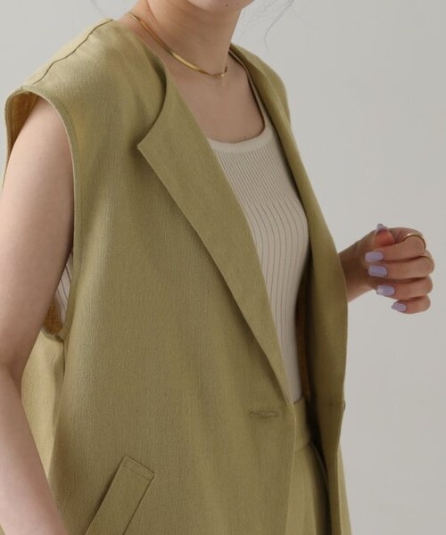 RAY CASSIN（レイカズン）の「リネンミックスノーカラージレベスト（ジャケット/アウター・レディース・キナリ/スミクロ/サンドベージュ・FREE）」の15枚目の写真
