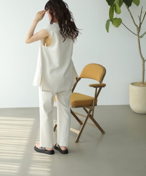 RAY CASSIN（レイカズン）の「リネンミックスノーカラージレベスト（ジャケット/アウター・レディース・キナリ/スミクロ/サンドベージュ・FREE）」の22枚目の写真