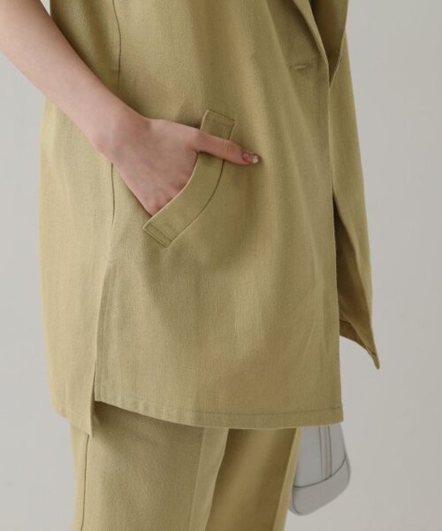 RAY CASSIN（レイカズン）の「リネンミックスノーカラージレベスト（ジャケット/アウター・レディース・キナリ/スミクロ/サンドベージュ・FREE）」の17枚目の写真