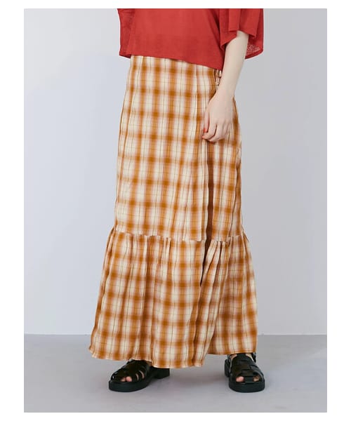 Green　Parks（グリーンパークス）の「【予約】KBF.チェック柄ティアードスカート（スカート・ブラック/ベージュ・F）」の17枚目の写真