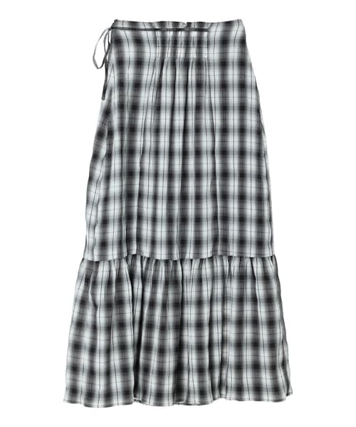 Green　Parks（グリーンパークス）の「【予約】KBF.チェック柄ティアードスカート（スカート・ブラック/ベージュ・F）」の6枚目の写真