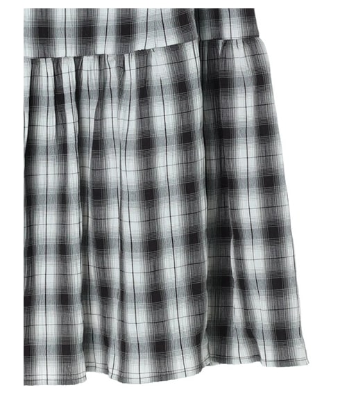 Green　Parks（グリーンパークス）の「【予約】KBF.チェック柄ティアードスカート（スカート・ブラック/ベージュ・F）」の9枚目の写真