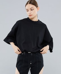 UJOH◆ドローコードヘムクロップドTシャツ/2/コットン/BLK/無地/U772-T04-021 中古・古着通販】Ujoh (ウジョー) ドローコードヘムクロップドT
