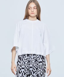 UJOH◆ドローコードヘムクロップドTシャツ/2/コットン/BLK/無地/U772-T04-021 UJOH tシャツ Tシャツ 【UJOH/(ウジョー)】ドローコードヘム