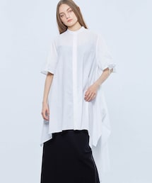 定価2.4万 FEMMENT ファモン 別注バックサテンストレッチブラウス　黒 FEMMENT(ファモン)】別注バックサテンストレッチブラウス