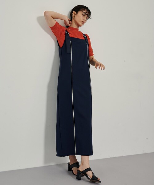 A + TOKYO（エープラストウキョウ）の「カットサロペットワンピース（ワンピース・レディース・WHT/NVY・1/2）」の2枚目の写真