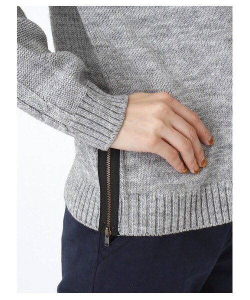 SEVENDAYS=SUNDAY（セブンデイズサンデイ）の「脇ジップ付ニットプルオーバー（ニット・セーター・レディース・杢グレー/ブラック/レッド/ネイビー・M/L）」の9枚目の写真