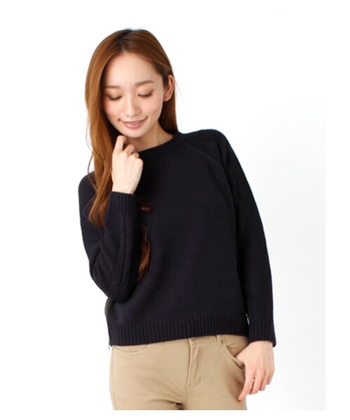 SEVENDAYS=SUNDAY（セブンデイズサンデイ）の「脇ジップ付ニットプルオーバー（ニット・セーター・レディース・杢グレー/ブラック/レッド/ネイビー・M/L）」の3枚目の写真