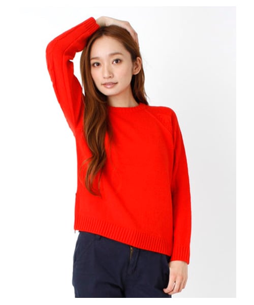 SEVENDAYS=SUNDAY（セブンデイズサンデイ）の「脇ジップ付ニットプルオーバー（ニット・セーター・レディース・杢グレー/ブラック/レッド/ネイビー・M/L）」の4枚目の写真