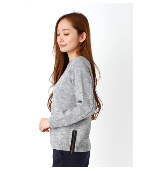 SEVENDAYS=SUNDAY（セブンデイズサンデイ）の「脇ジップ付ニットプルオーバー（ニット・セーター・レディース・杢グレー/ブラック/レッド/ネイビー・M/L）」の6枚目の写真