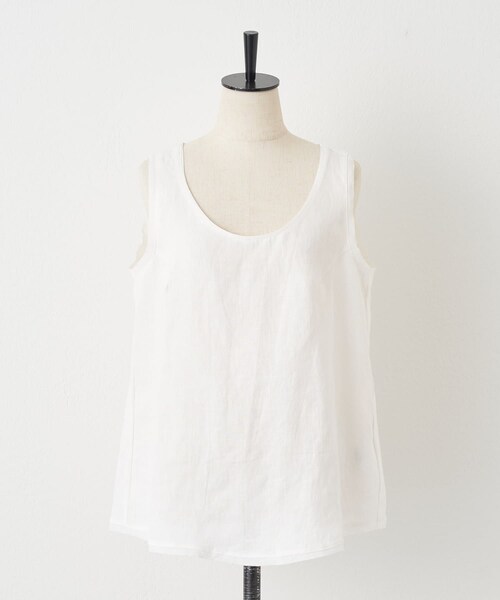BEARDSLEY（ビアズリー）の「リネンタンク（シャツ/ブラウス・レディース・ホワイト/ブルー/ブラック・F）」の2枚目の写真