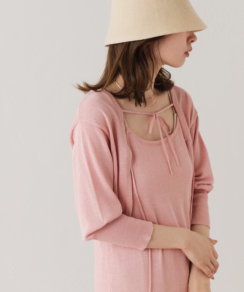 Kastane(カスタネ)の「【SETアイテム】シアーニットワンピースボレロセット(ワンピース・レディース・ピンク/ライトベージュ/パープル・F)」の1枚目の写真