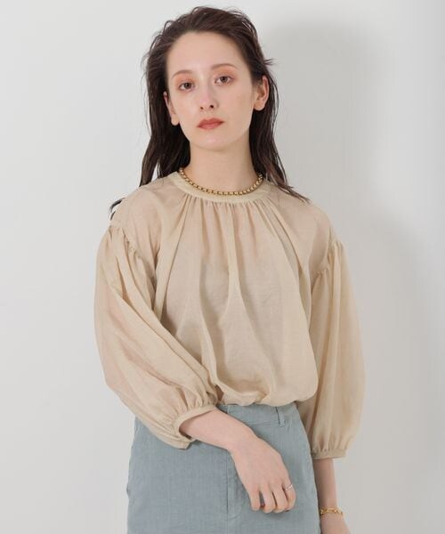 BABYLONE（バビロン）の「シャイニーボイル2WAYブラウス（トップス・レディース・ブラック19/ライトベージュ56/モカ59・FREE）」の5枚目の写真